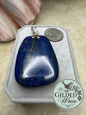 Lucas Lameth LUC 925 Sterling Silver XL Lapis Pyrite Pendant 45.79g 55mm